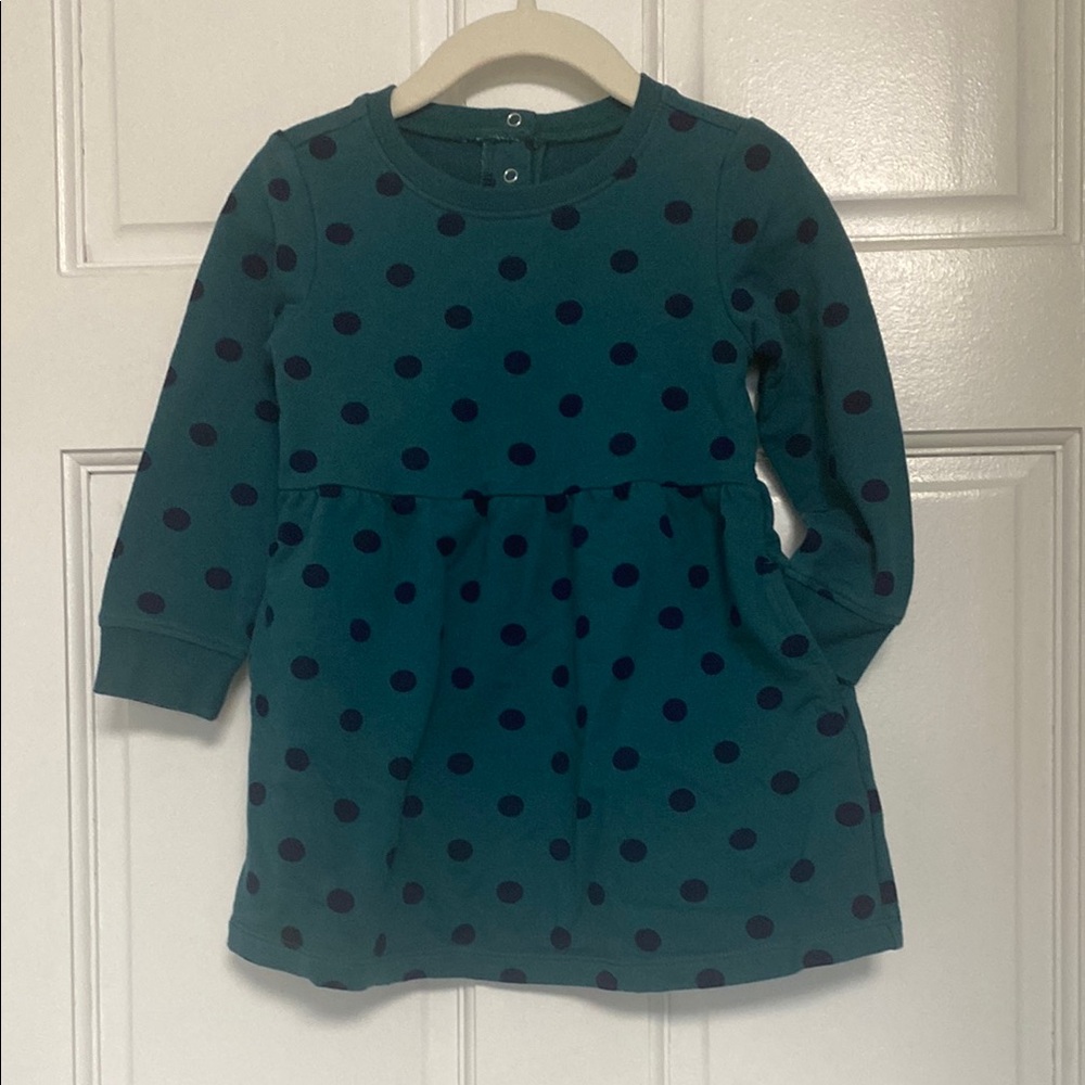 Teal Polka Dot Long Sleeve Dress